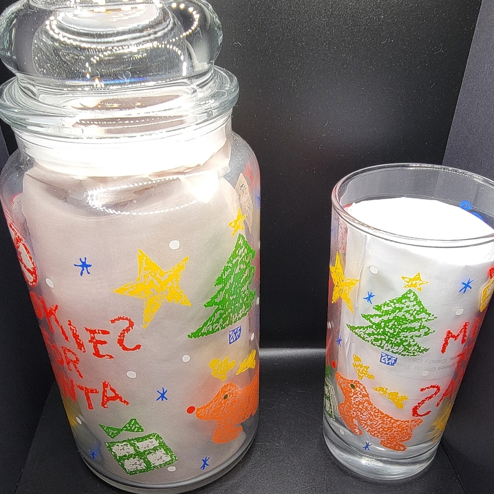 Vintage Anchor Hocking Cookies and Milk for Santa Jar w/ Lid and Tumbler - Picture 10 of 10